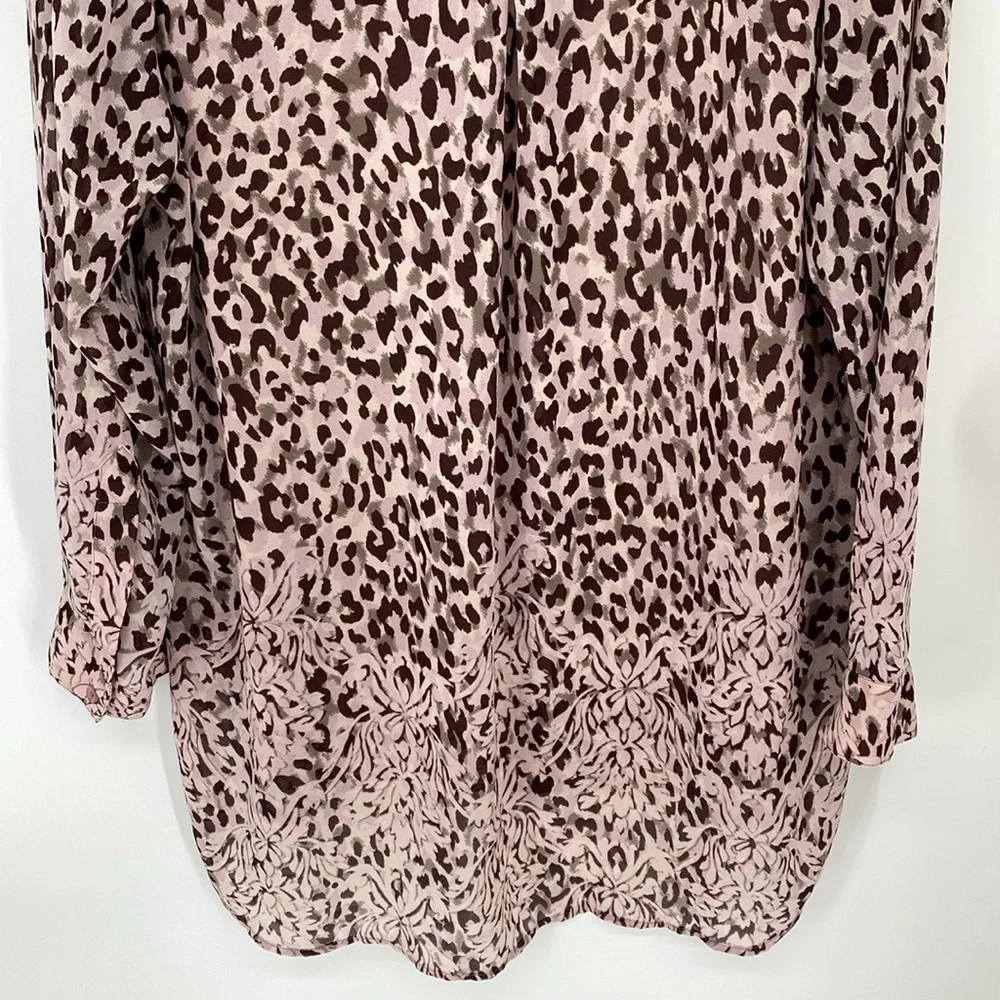 Belle by Kim Gravel Animal Print Button Front Blouse Size Large - Picture 7 of 9